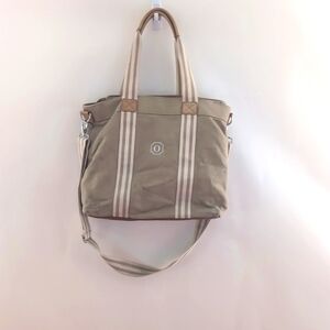 Pottery Barn Classic Diaper Bag Tote Canvas Leather Embroidered “O” Monogram